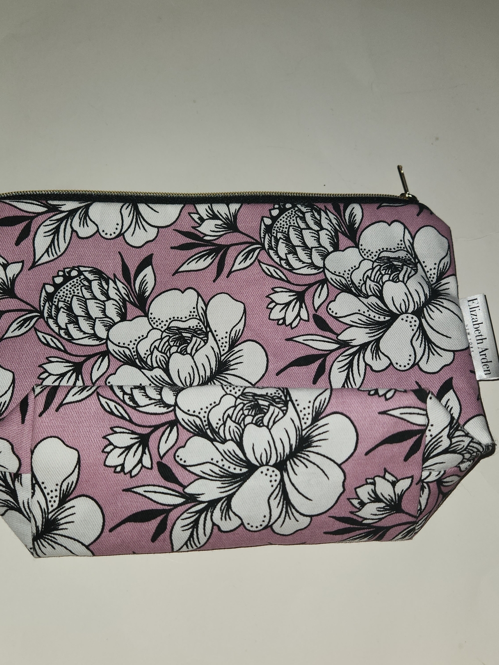 Elizabeth Arden Pink Floral Zip Cosmetic Pouch